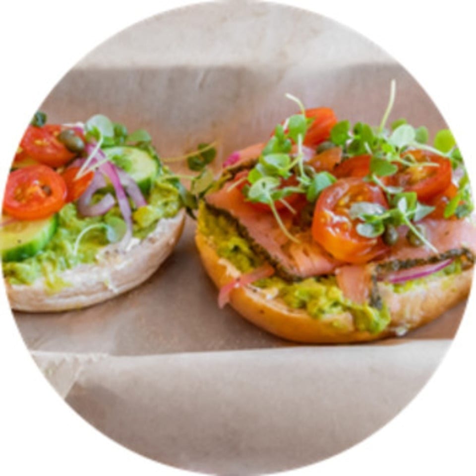 Smoked Salmon Bagel With Avocado.