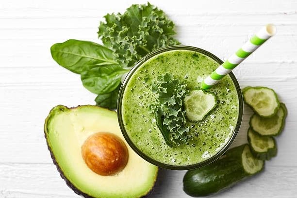 Kale Avocado Protein Smoothie.