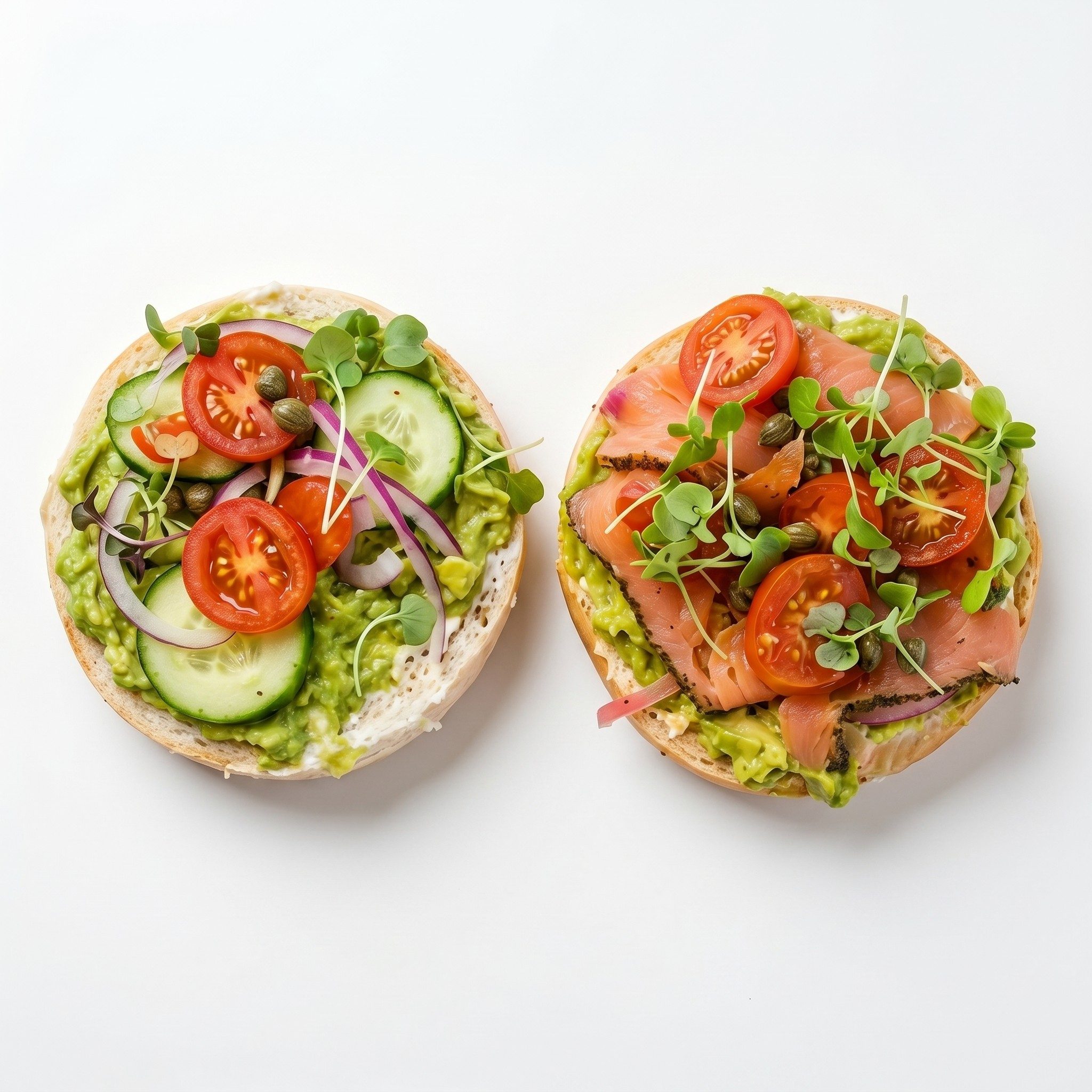 Smoked Salmon Bagel With Avocado.