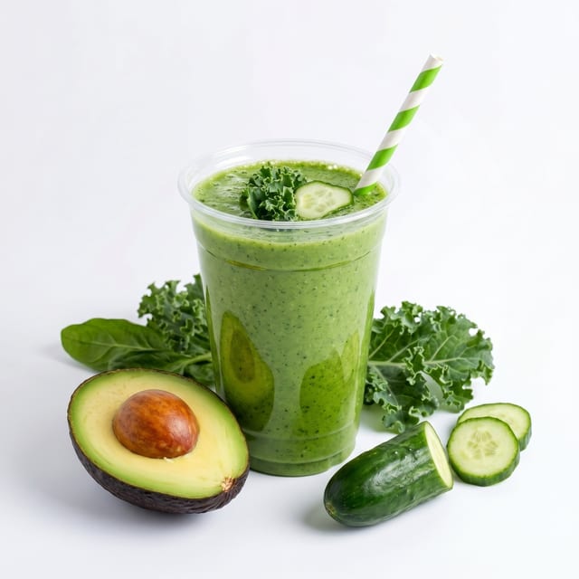 Kale Avocado Protein Smoothie.